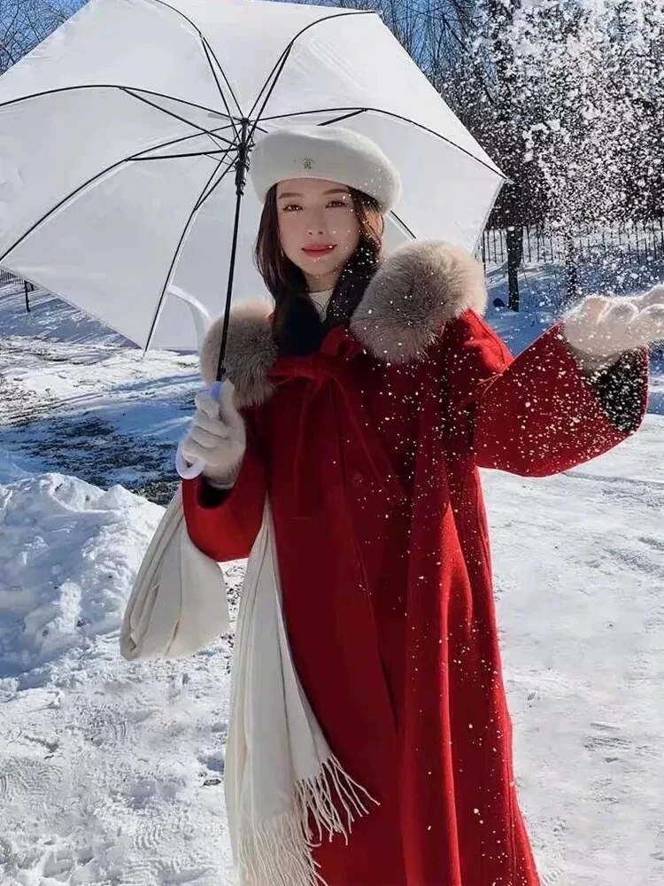 金夫人大衣【小魔女】100%毛时尚斗篷中长款纯手工双面羊毛大衣