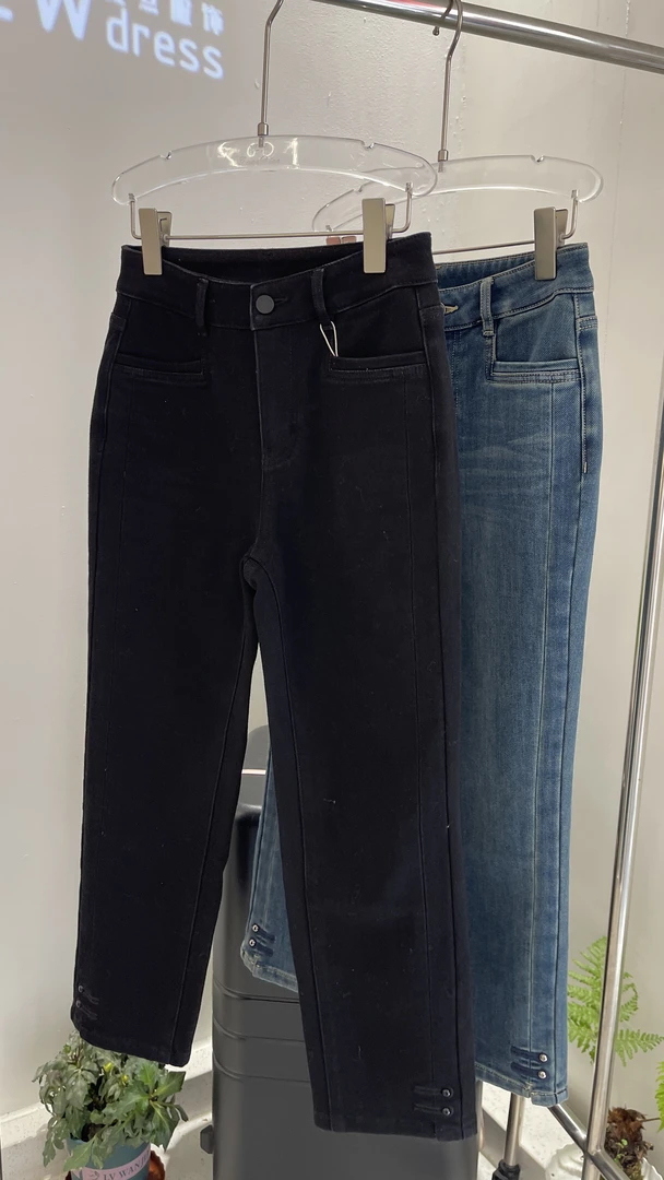 W0321  火爆新品牛仔烟管裤中高腰显瘦百搭舒适有弹力