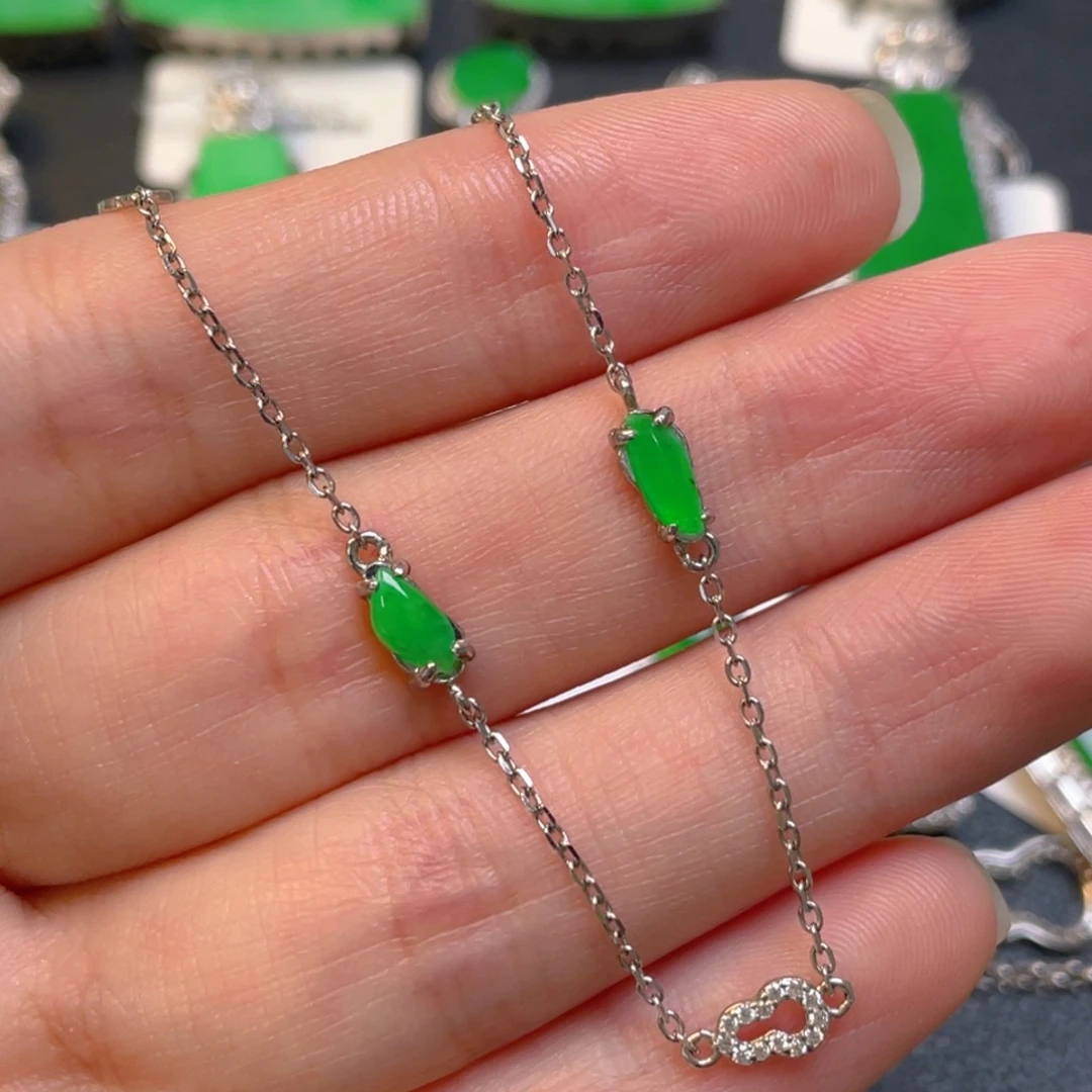 翡翠银S925镶嵌颈饰手链