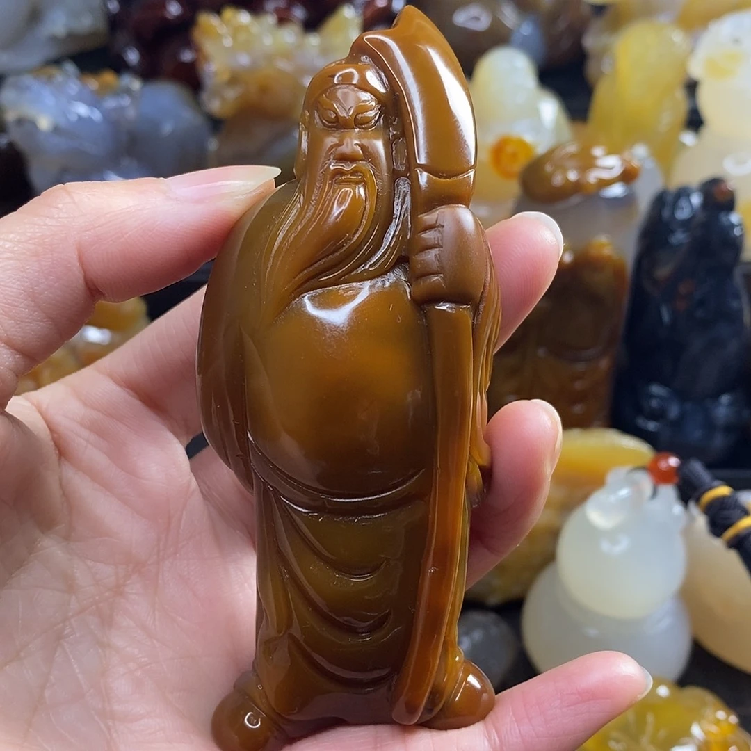 北***狼玛瑙/玉髓未镶嵌手把件