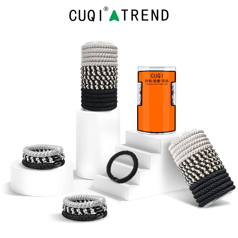 CUQI扎头发绳2025爆款洋气高弹力时尚百搭皮筋饰高马尾发绳编织