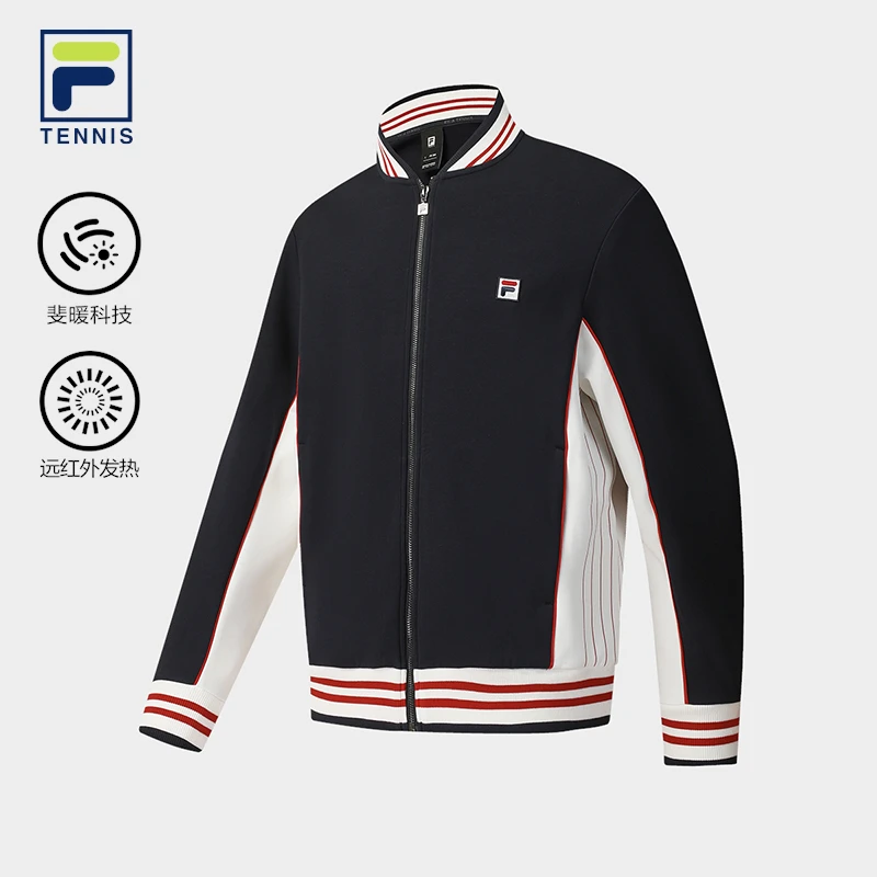 FILA 斐乐官方男士针织长袖外套2025冬新款网球运动简约基础上衣