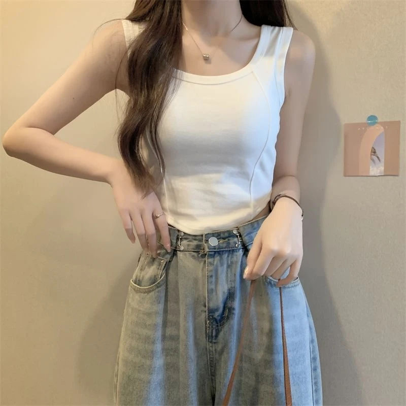 2025韩系纯色百搭吊带美背背心女新款内搭外穿无袖修身打底上衣