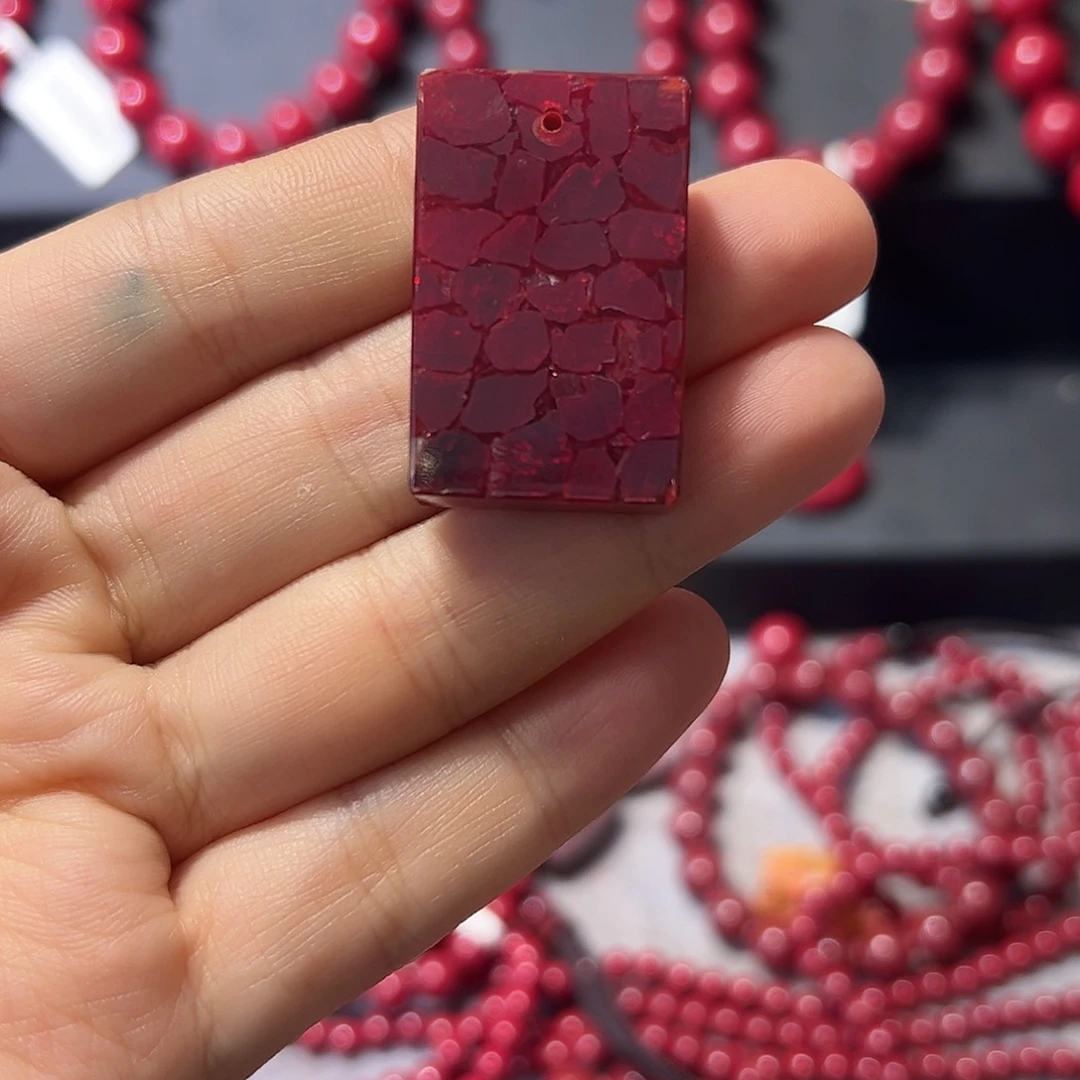 天然辰砂晶体无事牌