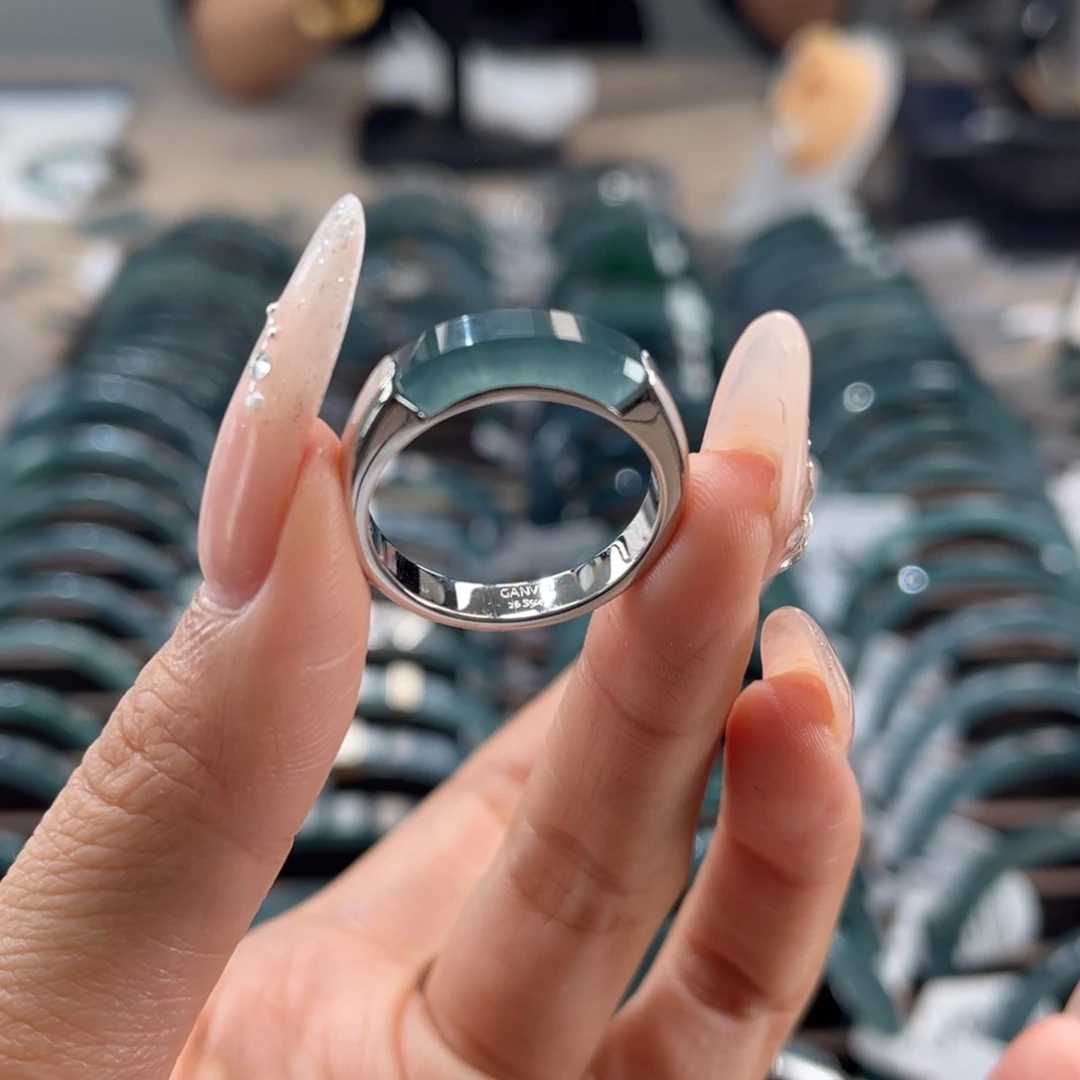 翡翠未镶嵌手镯戒指26