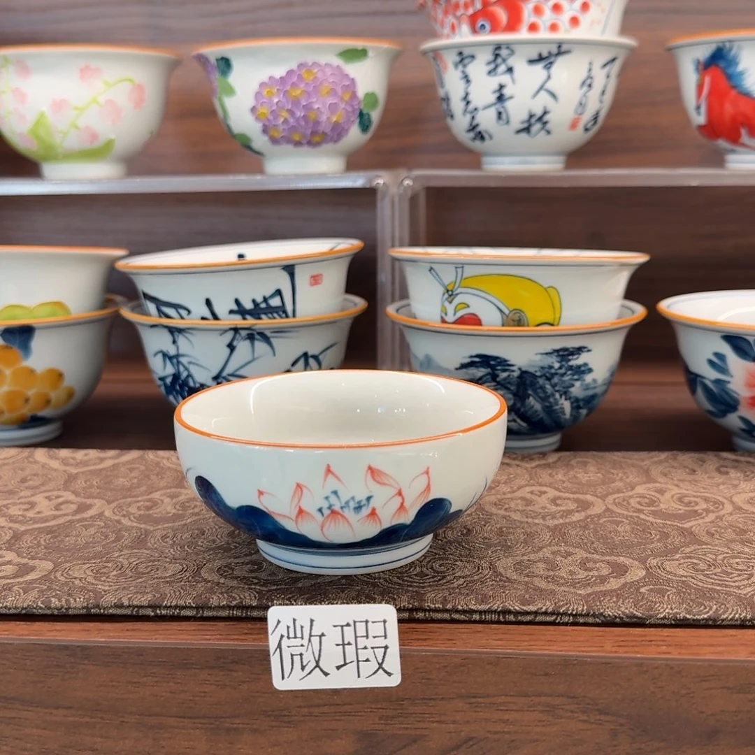 釉下手绘茶具微瑕