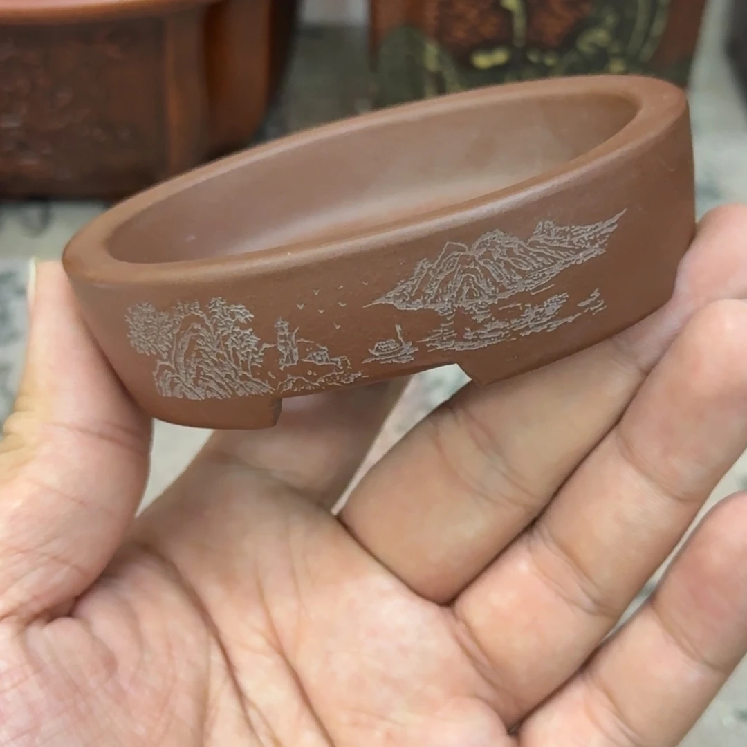 紫砂花盆宜兴紫砂正品8x6.5x1.5