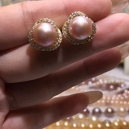 淡水珍珠耳饰银S925镶嵌