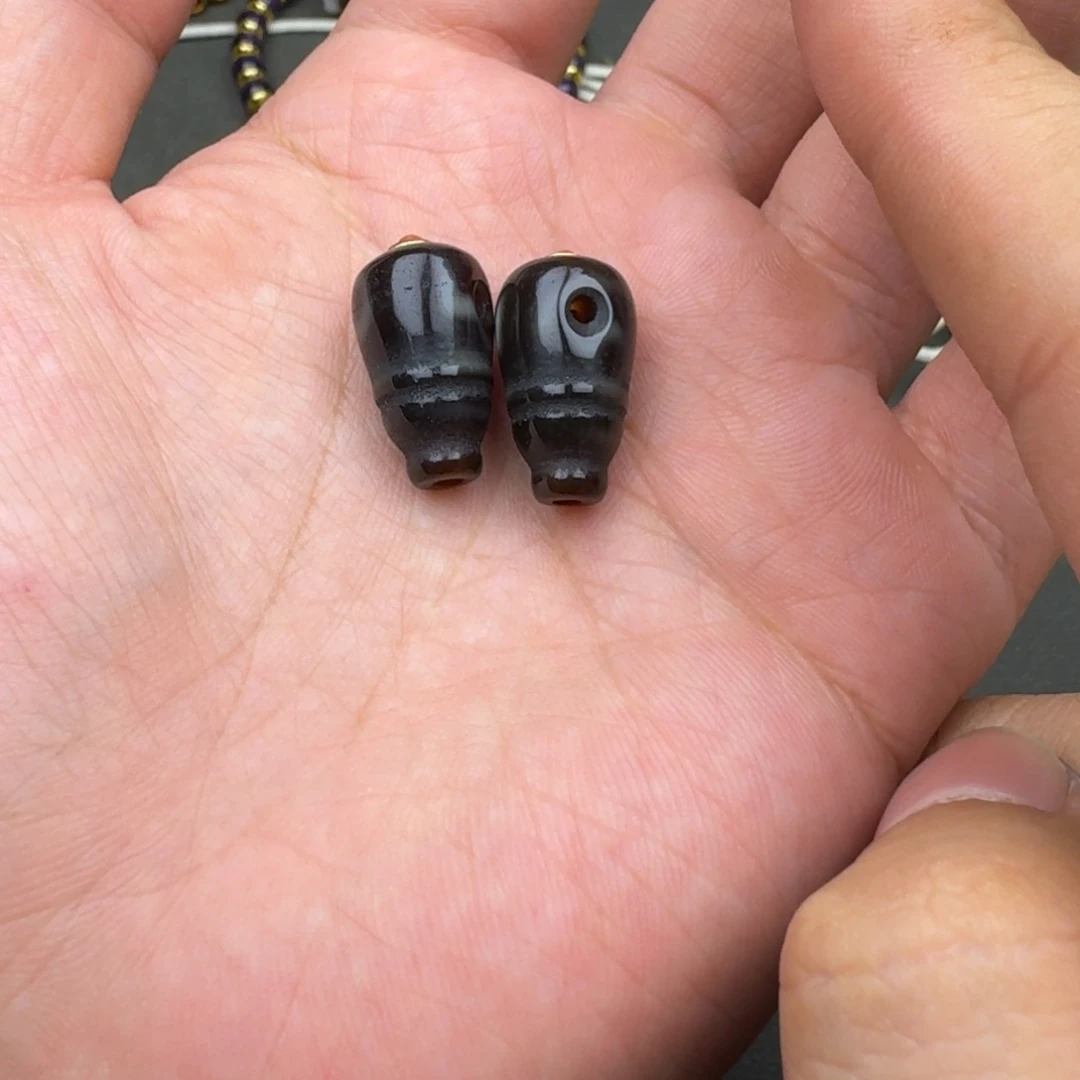 玛瑙/玉髓合金笔搁珠改三通一个随机发
