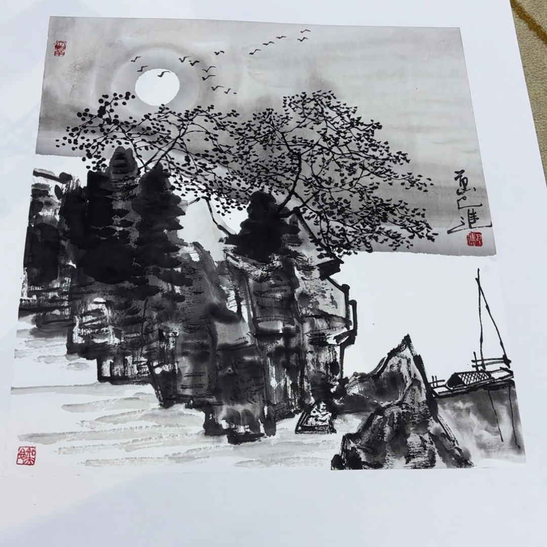 国画?****7巴金斗方山水