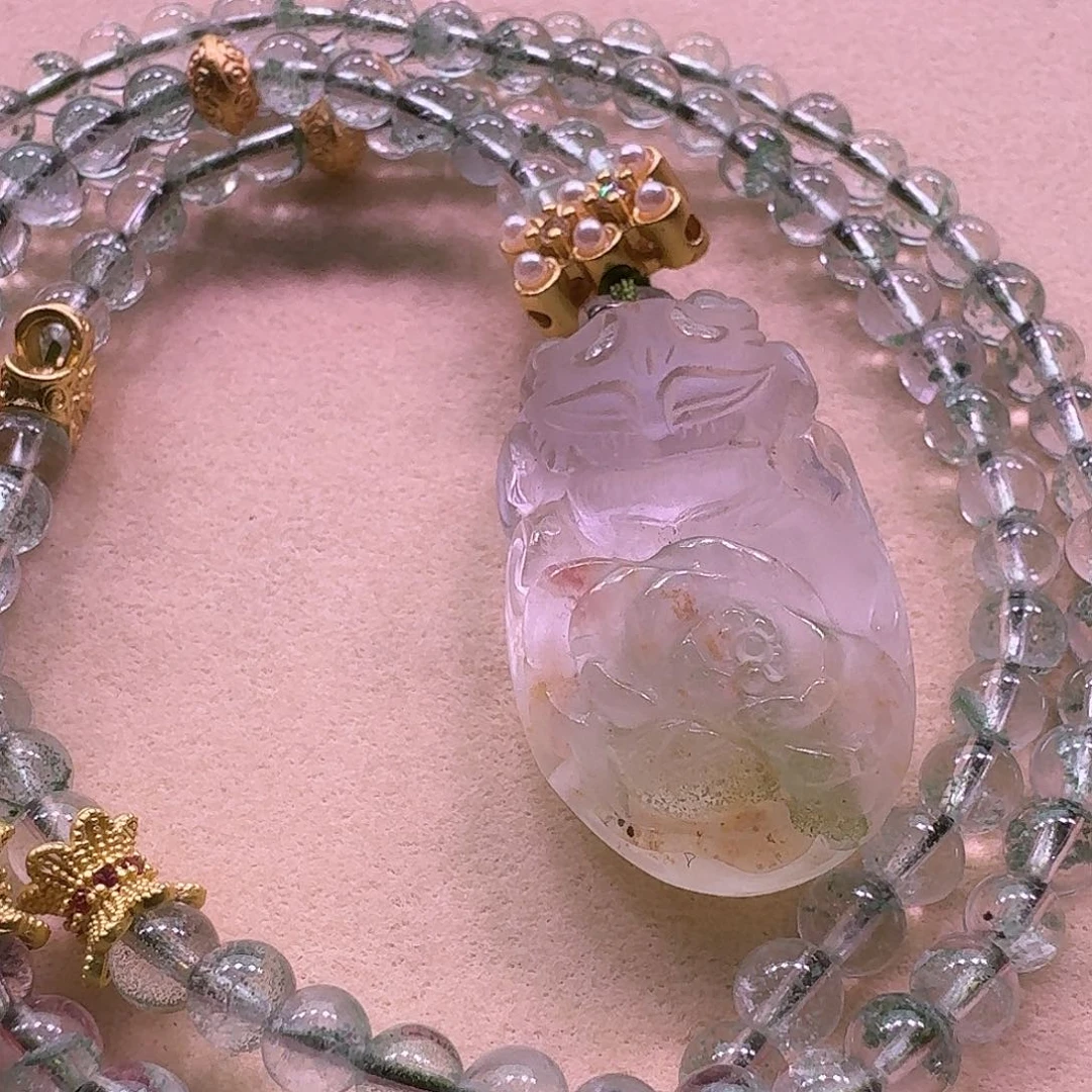 水晶颈饰未镶嵌天然水晶狐狐吊坠