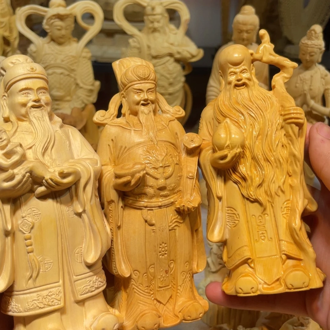 破***黄杨木瑕疵福禄寿一套