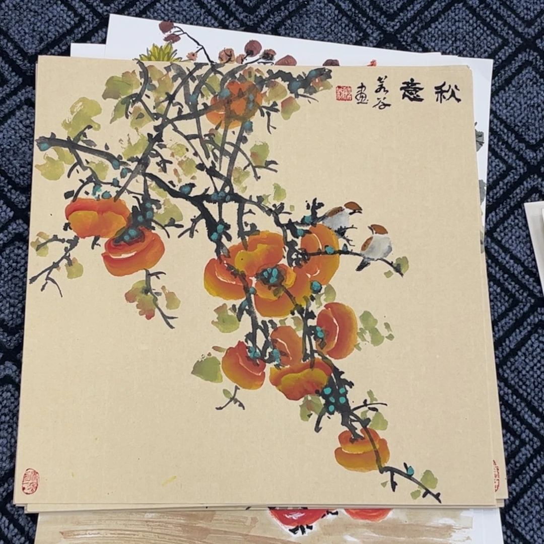 国画若谷老师三尺斗方卡纸花鸟琪