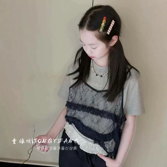 【郭郭童品】童➕蕾丝真两件T恤8315