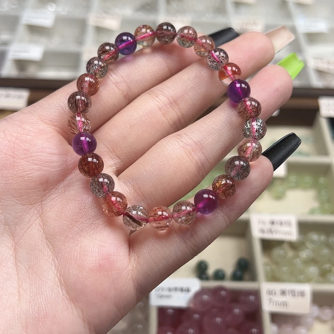 未镶嵌珠宝半成品水晶黑金超手串7-8mm