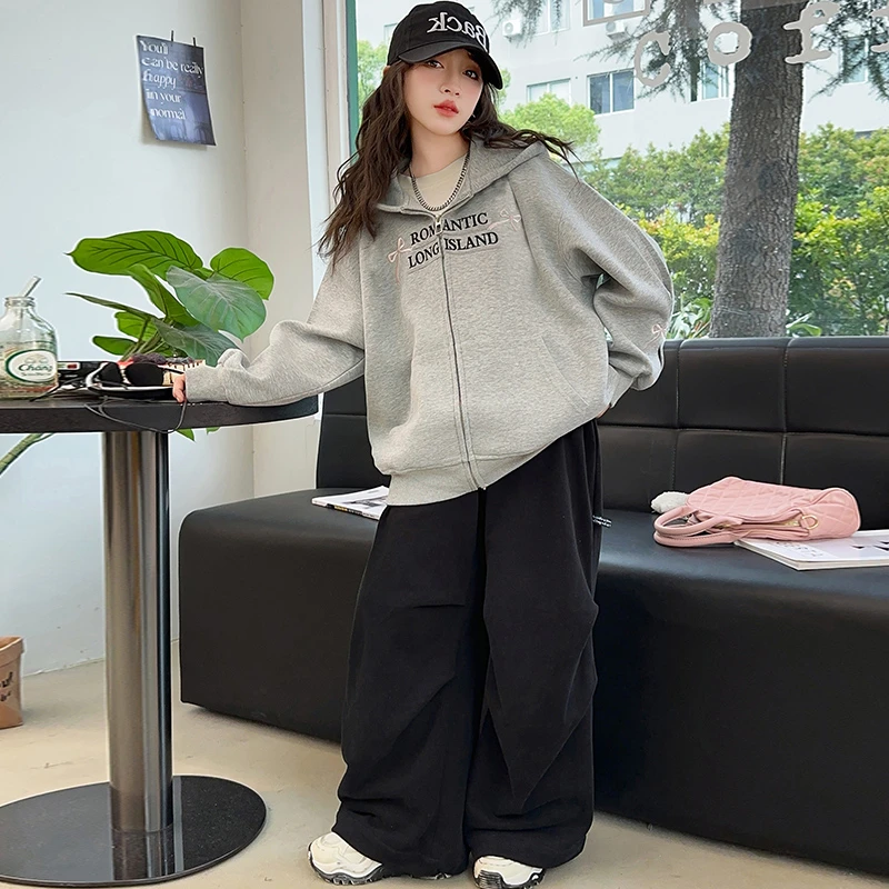 韩国女童外套韩版春秋款2025新款儿童女孩连帽开衫卫衣外套洋气潮