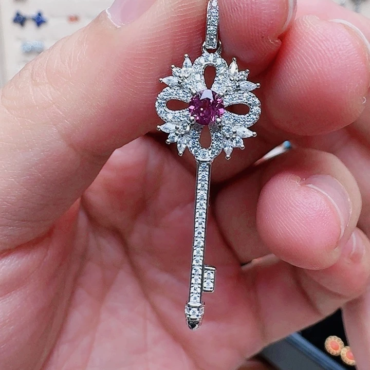 石榴石吊坠(不含链)银S925镶嵌吊坠987