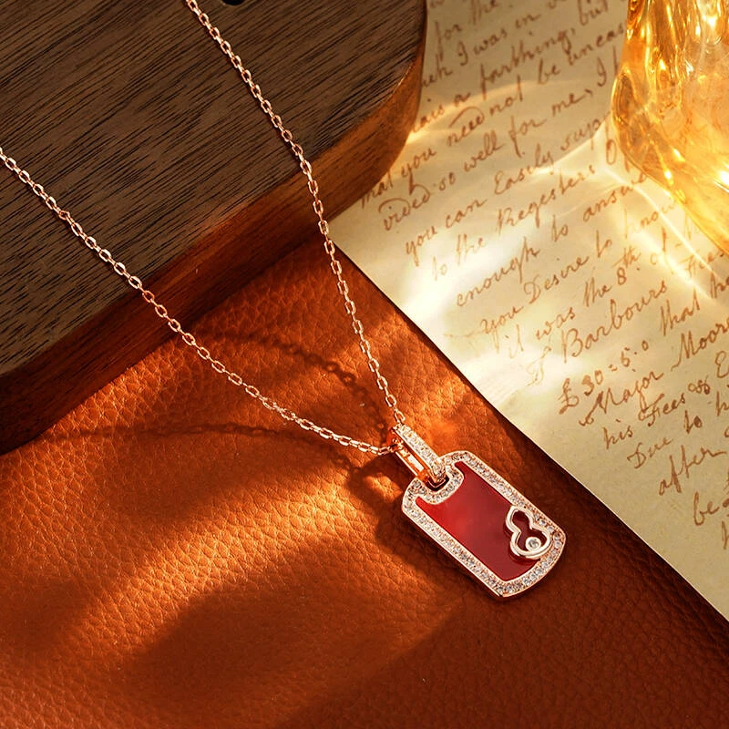 铜合金项链 25【鸿运福芦】轻奢时尚气质红色国风款项链（45+5cm）