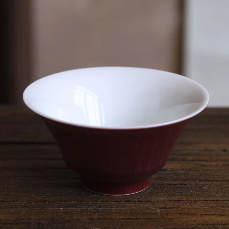 【纳兰】宝石红主人杯手工家用陶瓷马蹄杯（Q1770）