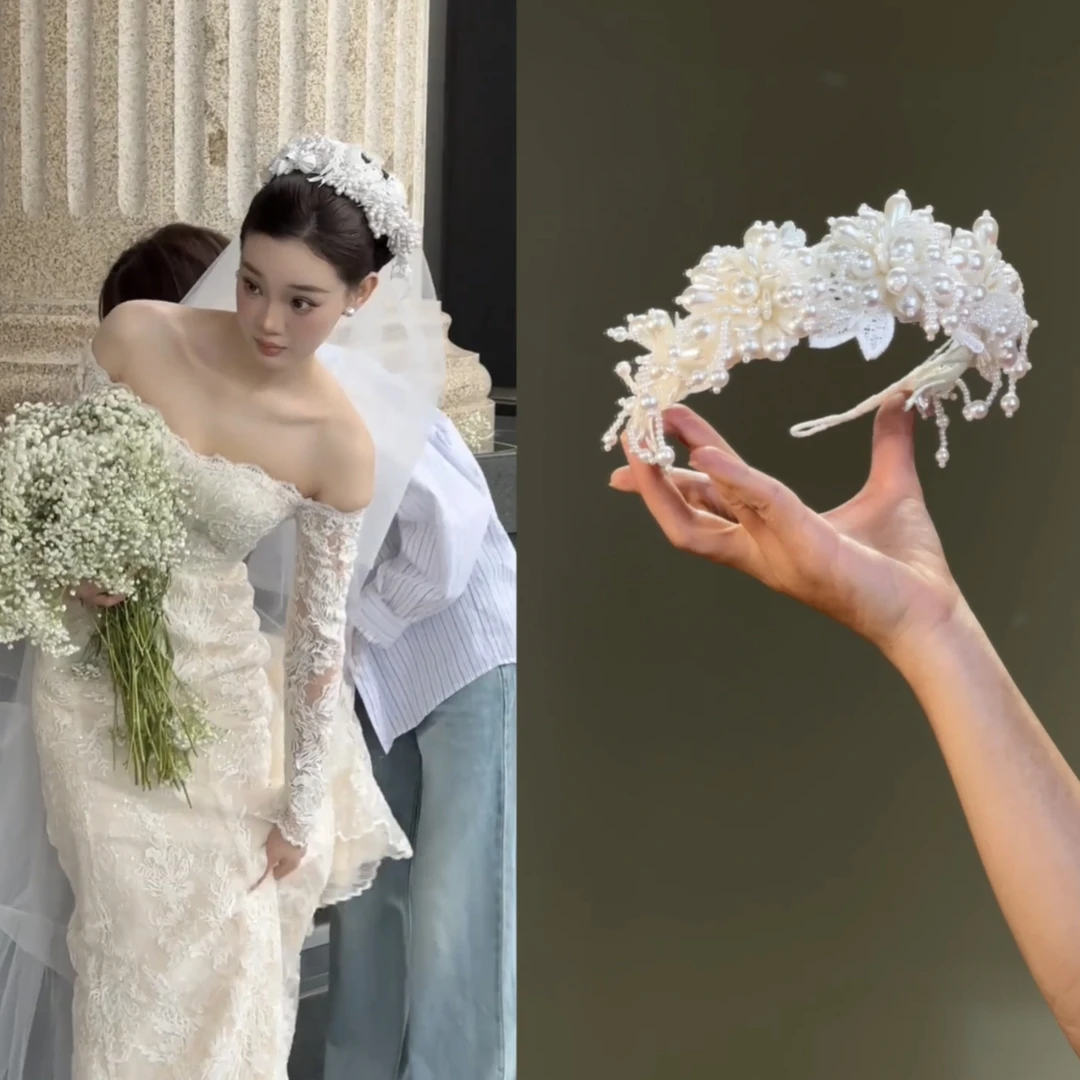 7035复古风造型新款蕾丝发箍新娘结婚头饰