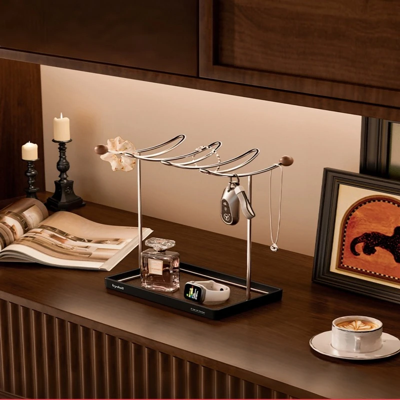 中古风玄关收纳挂架客厅置物架入户挂车钥匙口罩创意家居装饰品