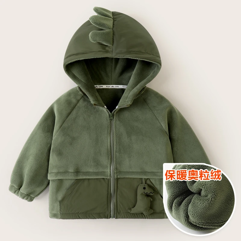 【清仓】男童卡通玩偶摇粒绒连帽外套冬装儿童宝宝加厚小童潮U15222