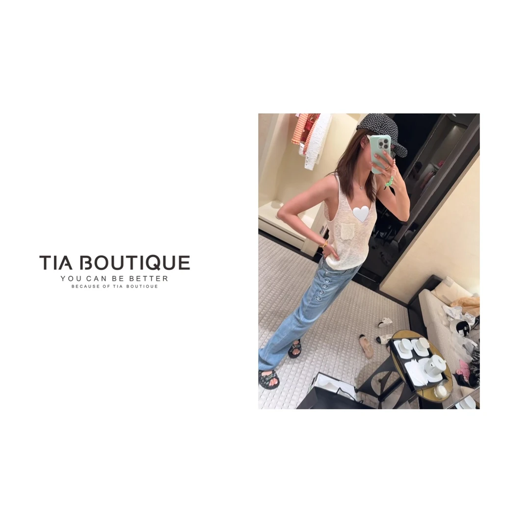 【沙滩jennie牛仔长裤】25 coco beach 字母刺绣蓝直筒牛仔裤KZ0069