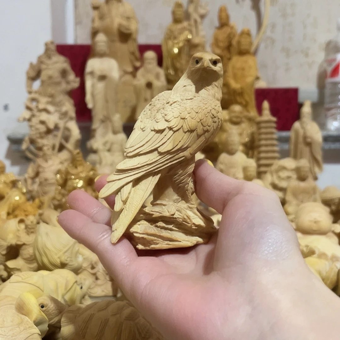 黄杨木小叶黄杨木老鹰摆件黑