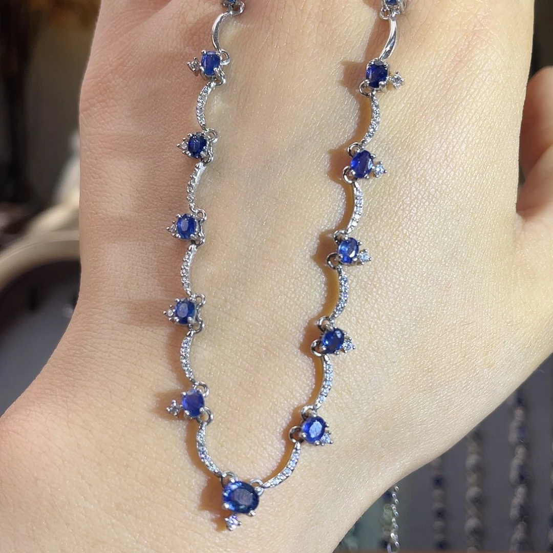 项链银S925镶嵌蓝宝石