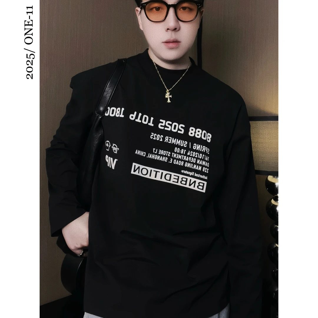 薄款宽松潮牌印花夏季刺绣男士短袖半袖潮流休闲百搭美式风格T恤