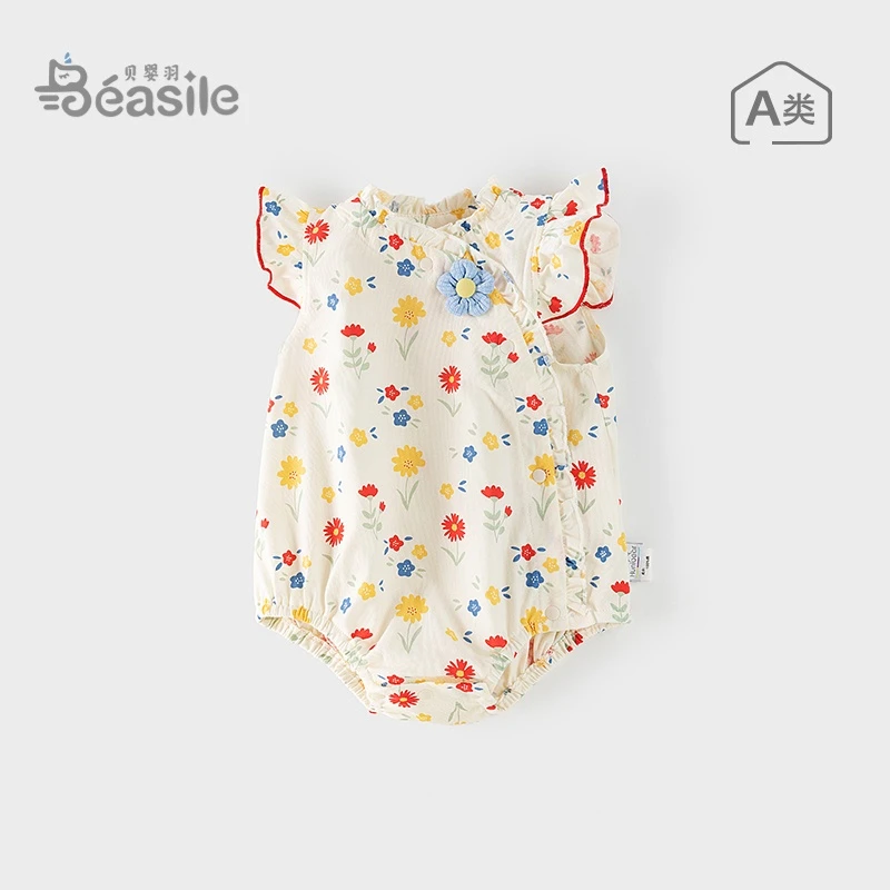 婴儿包屁衣夏季薄款宝宝衣服连体哈衣女宝宝三角哈衣无袖女童爬服