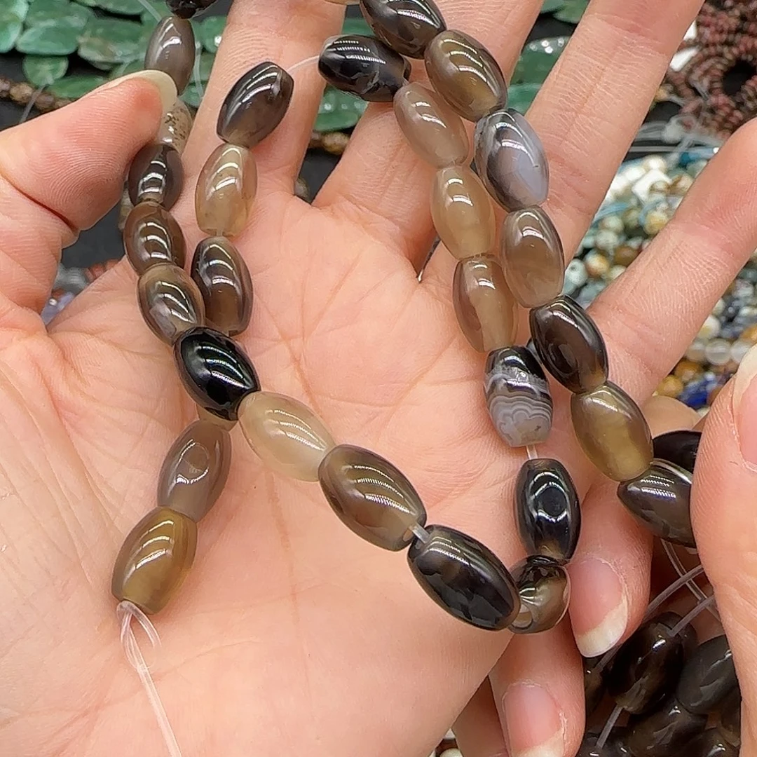 合金玛瑙/玉髓珠宝半成品老玛瑙大孔一条8mm