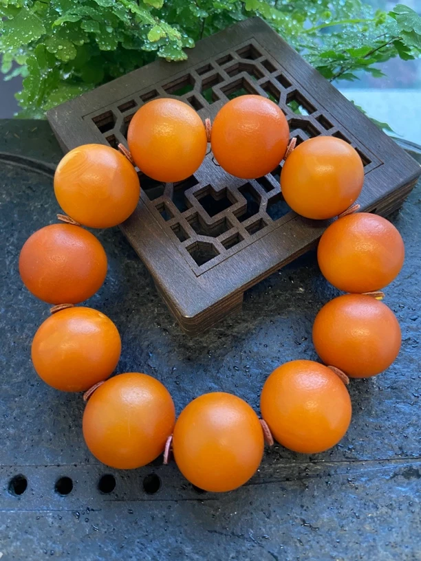 天然欧洲回流橘皮老蜜蜡手串