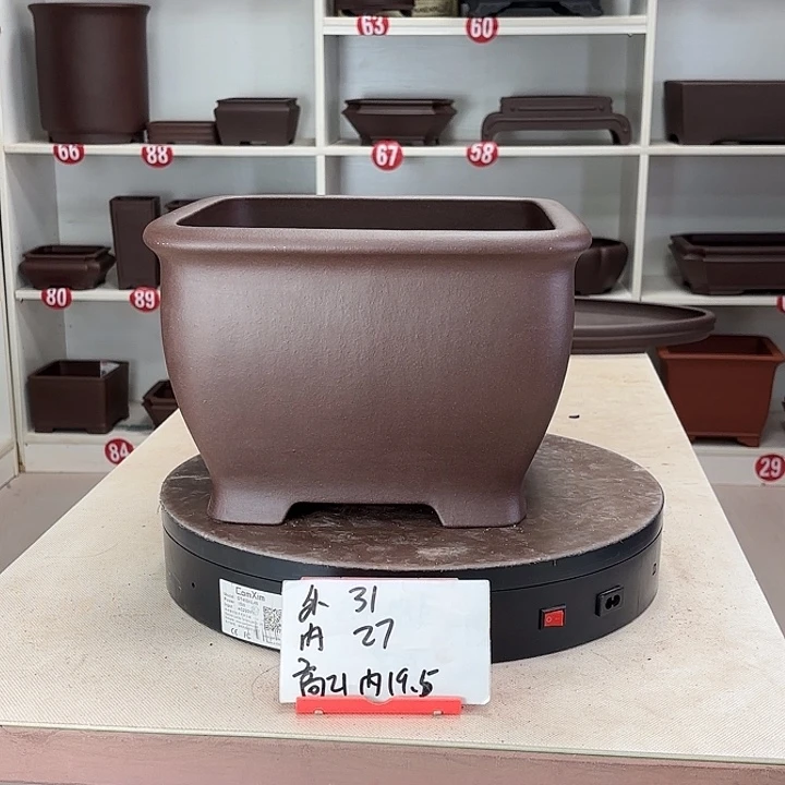 紫砂花盆弓肚四方