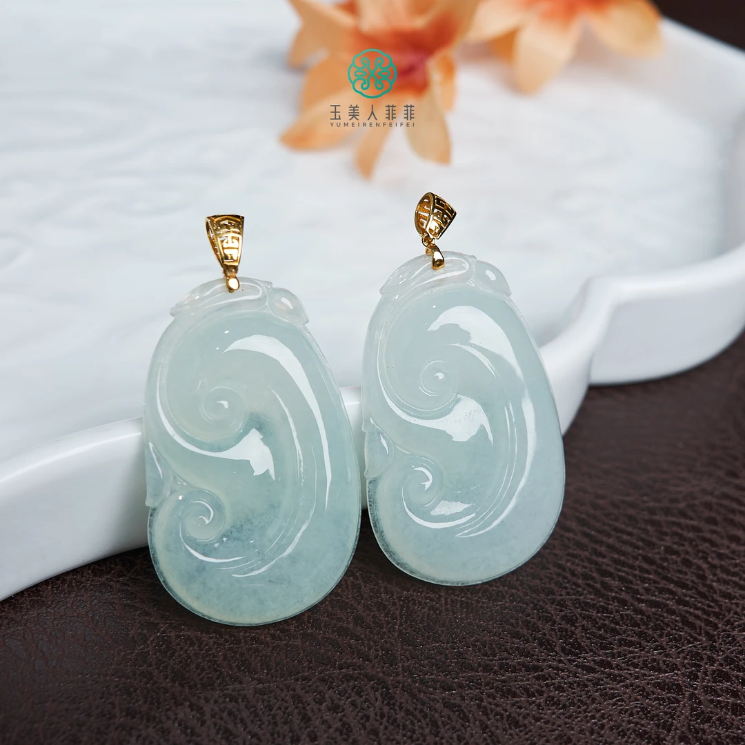 菲菲珠宝好丨翡翠如意吊坠约25*38mm-多样性发一