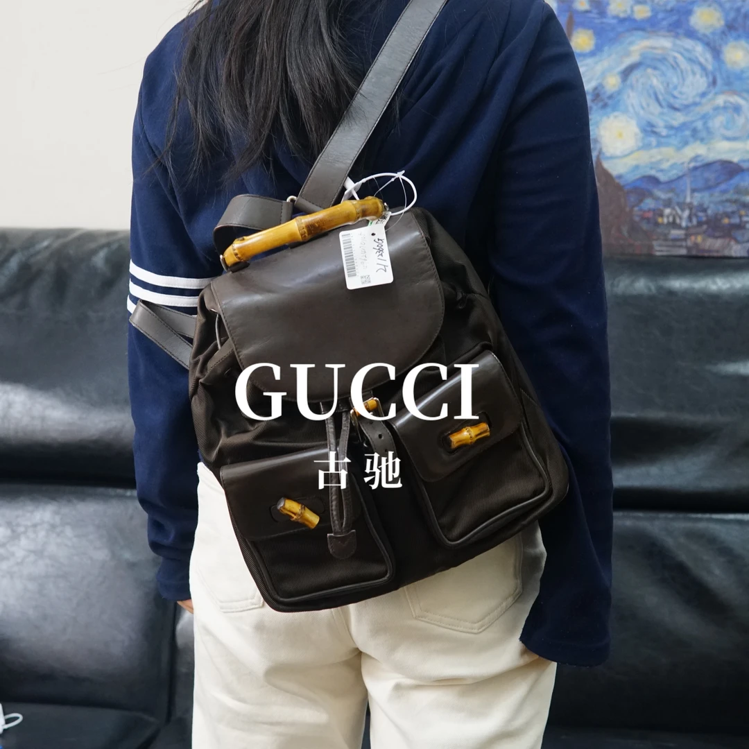 95新 GUCCI/古驰 竹节双肩包/JJ01910614/0614