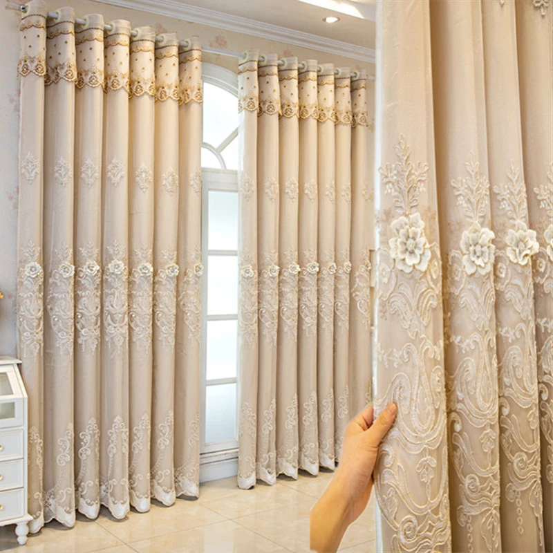 窗帘遮光2025新款欧式全遮阳隔热卧室公主帘一整套双层带纱送帘头