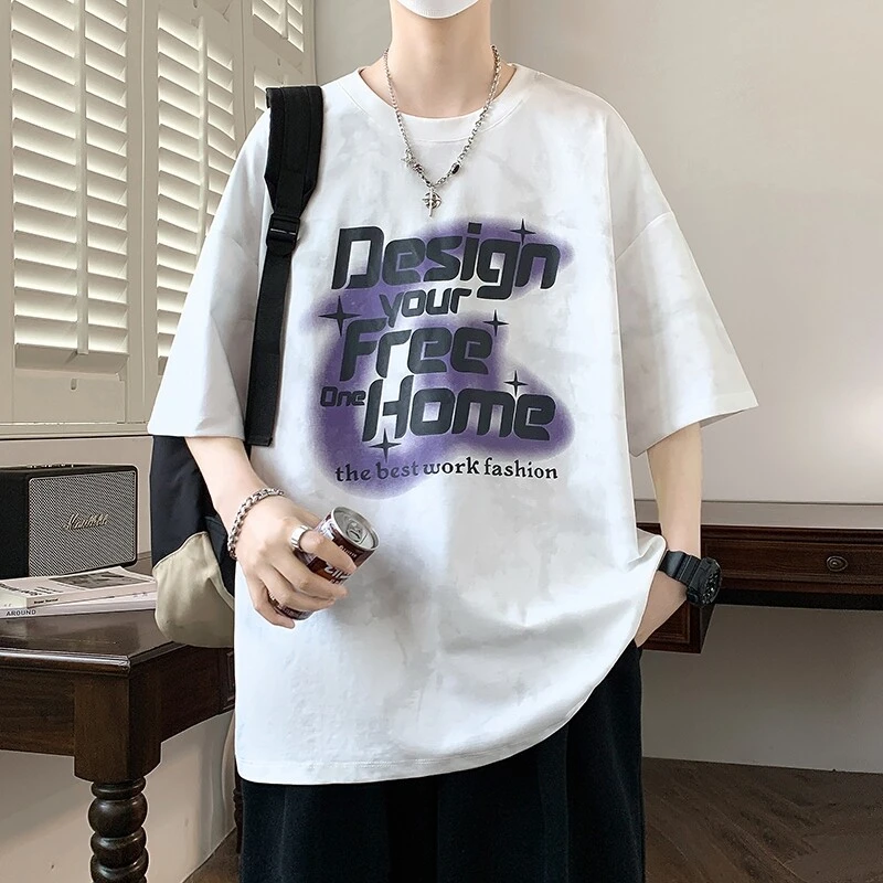 2025新款休闲时尚运动宽松韩版个性简单字母潮牌短袖