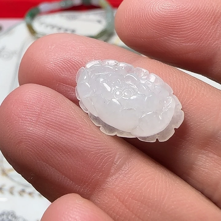 翡翠未镶嵌颈饰天然缅甸翡翠冰花花手牌