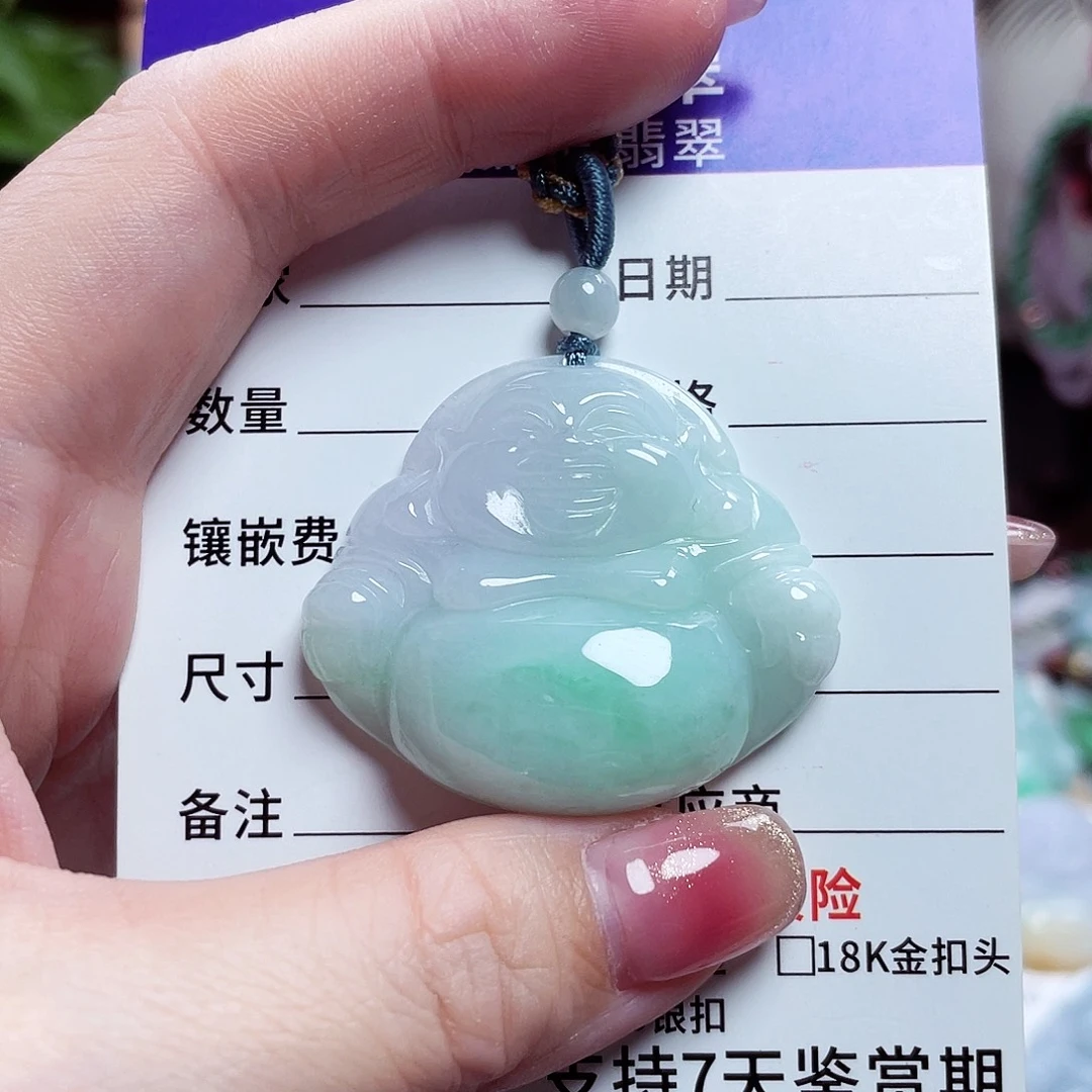 翡翠未镶嵌颈饰佛公23