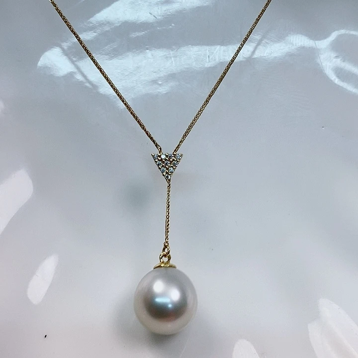 海水珍珠项链18K金镶嵌10-11