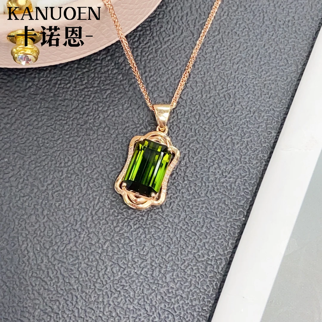 卡诺恩18k镶嵌钻石天然碧玺吊坠（不含链）小蛮腰大气高雅