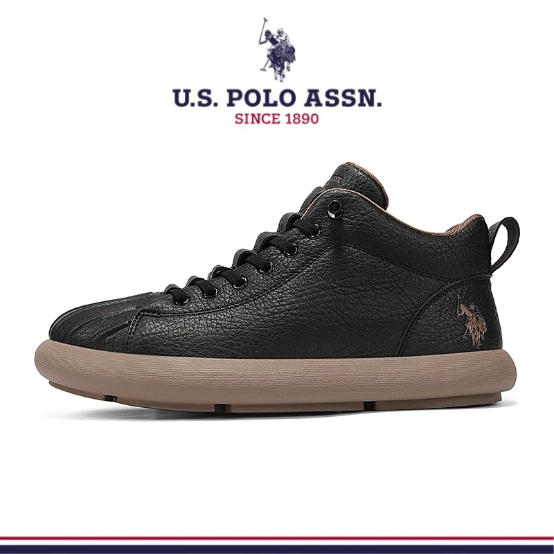 U.S. POLO ASSN.中帮男鞋秋冬潮流百搭休闲皮鞋复古工装马丁靴男