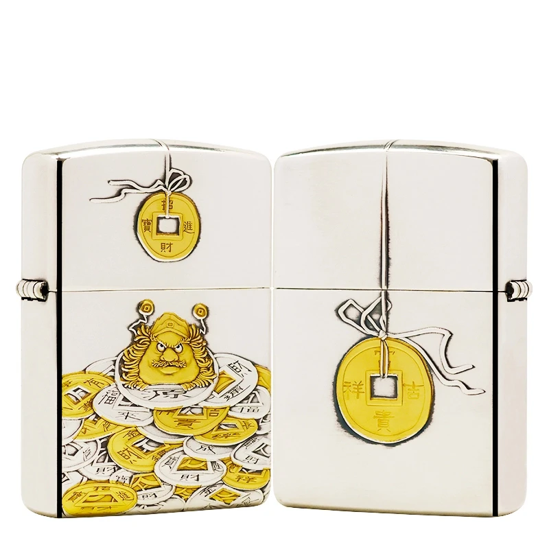 ZIPPO打火机正品/镀银鎏金【钟馗】 盔甲机DYJ1