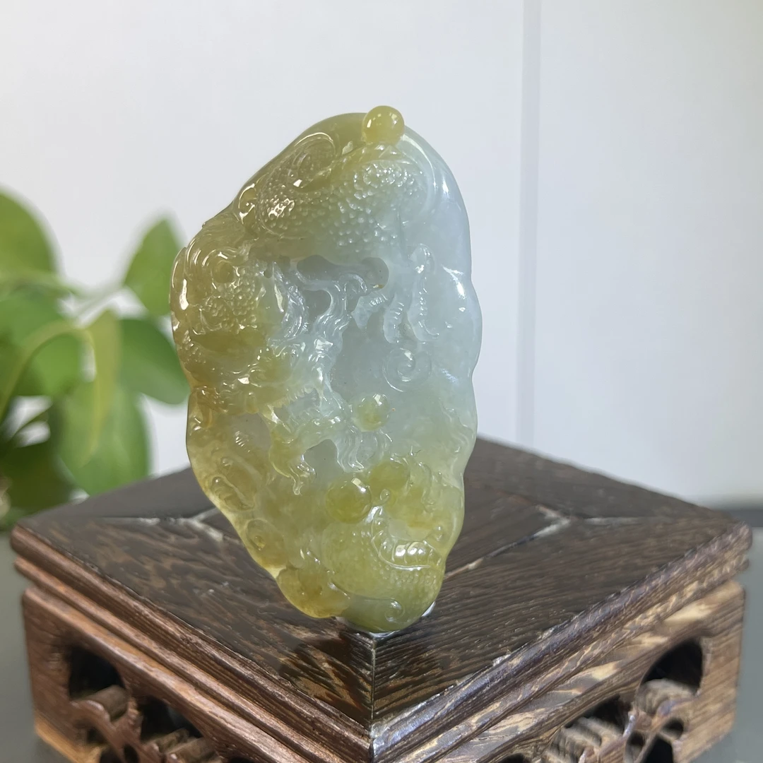 JXB04-196 天然缅甸翡翠A货 龙牌