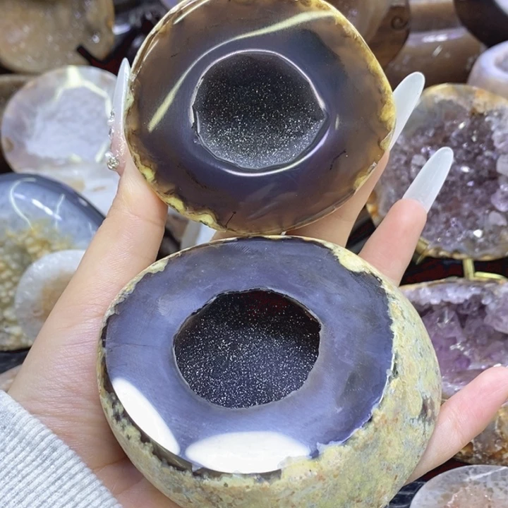 未镶嵌珠宝半成品水晶黑紫满天星盆