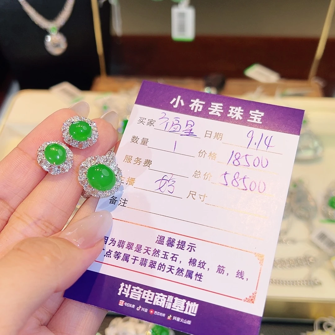 .***士18K金镶嵌翡翠耳钉