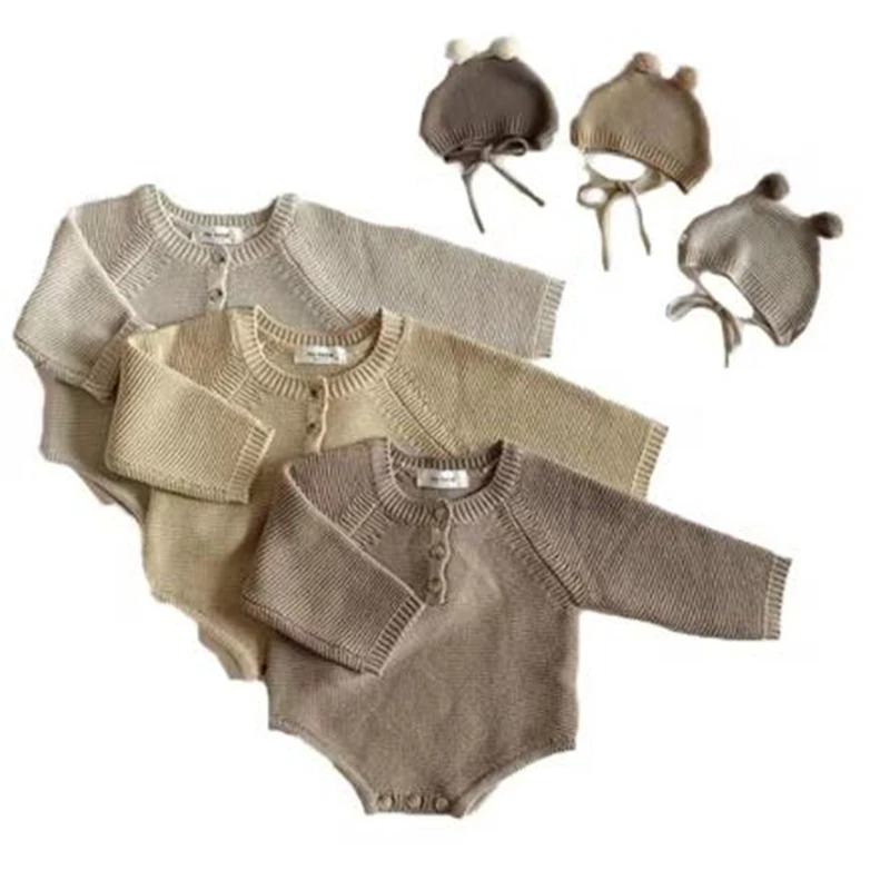 (包屁+帽子)毛衣两件套包屁+帽子 男女童春秋长袖打底打底女宝