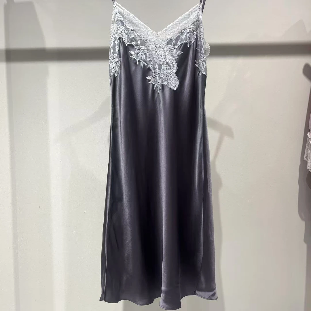 【睡衣工厂直销】真丝吊带100%桑蚕丝真丝性感吊带裙D2470