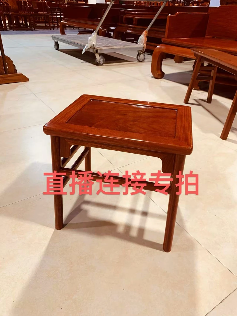 缅甸花梨大果紫檀榫卯结构小方凳红木小椅子简约餐凳化妆凳